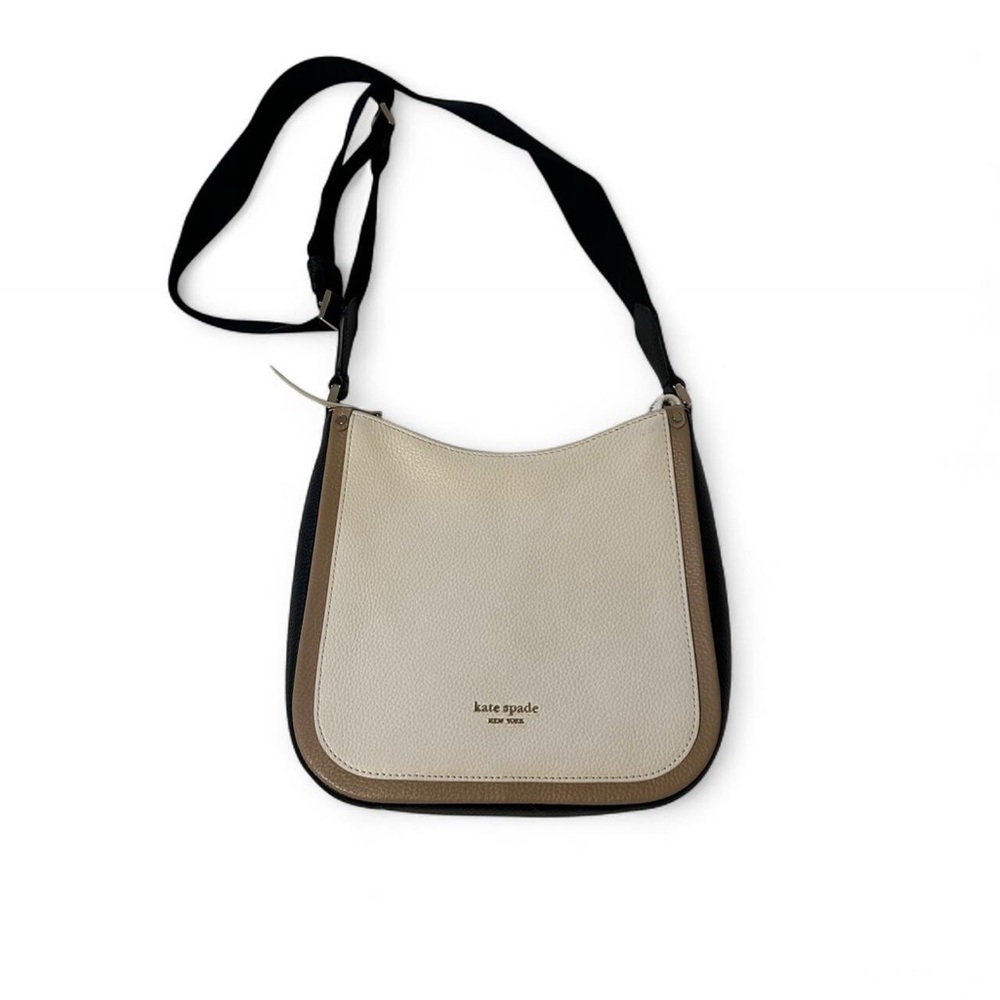 Kate Spade New York Roulette Cream and Black Leather Messenger Crossbody Bag